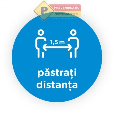 Semn albastru pastrati distanta